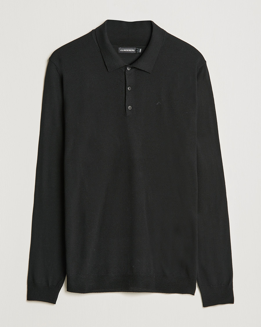 Uomini | Maglieria | J.Lindeberg | Noel True Merino Poloshirt Black