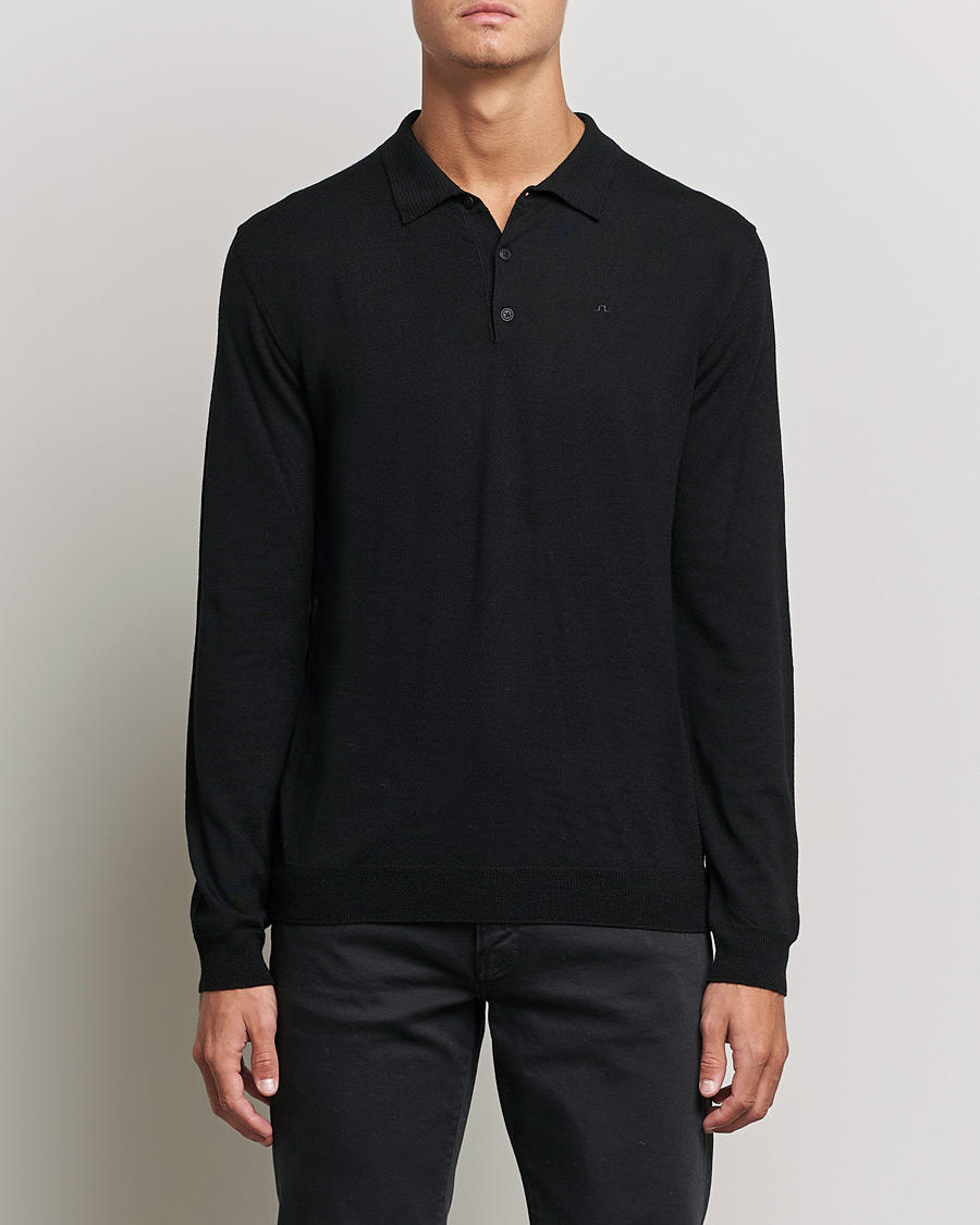 Uomini | Maglieria | J.Lindeberg | Noel True Merino Poloshirt Black