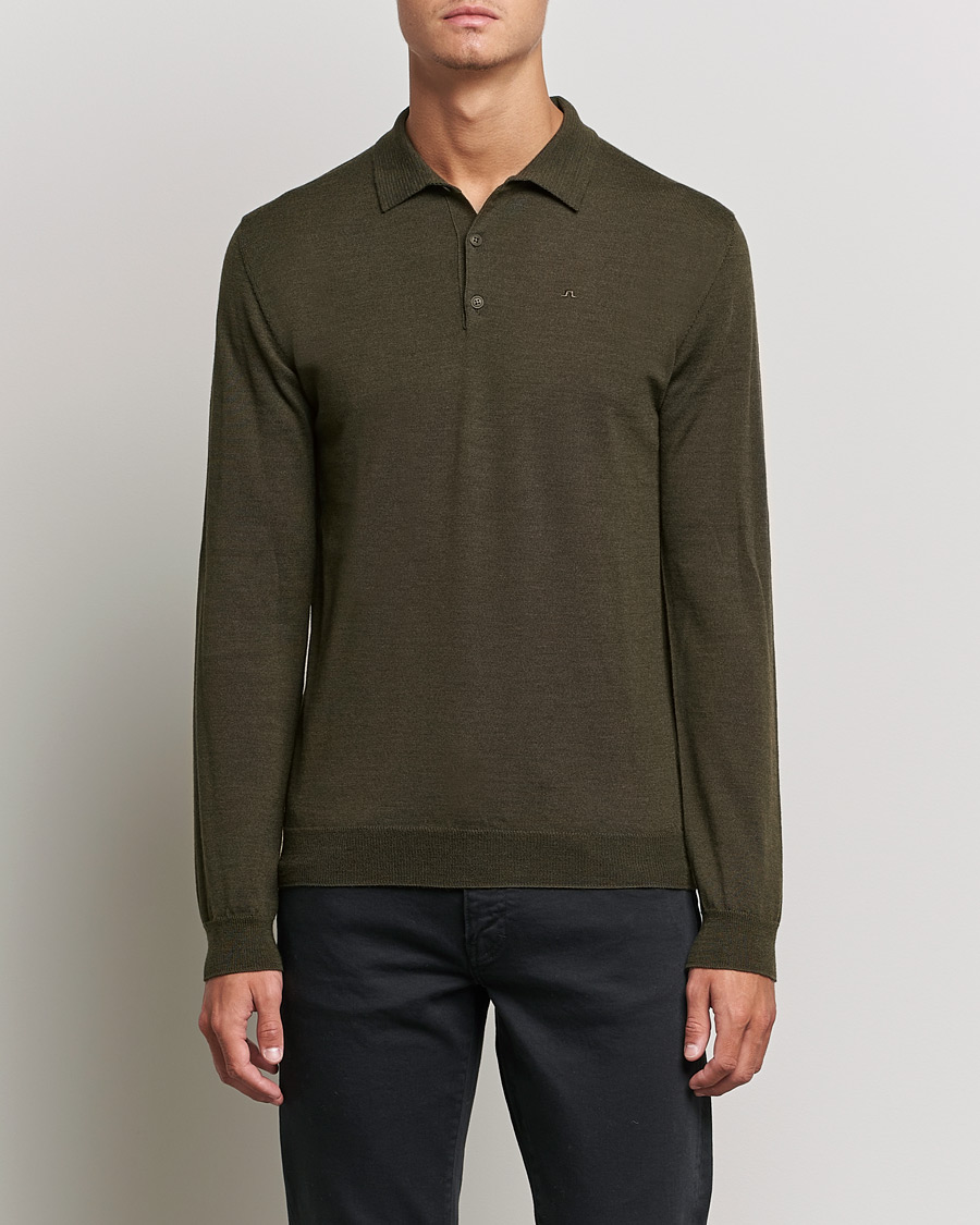 Uomini | Maglieria | J.Lindeberg | Noel True Merino Poloshirt Forest Green