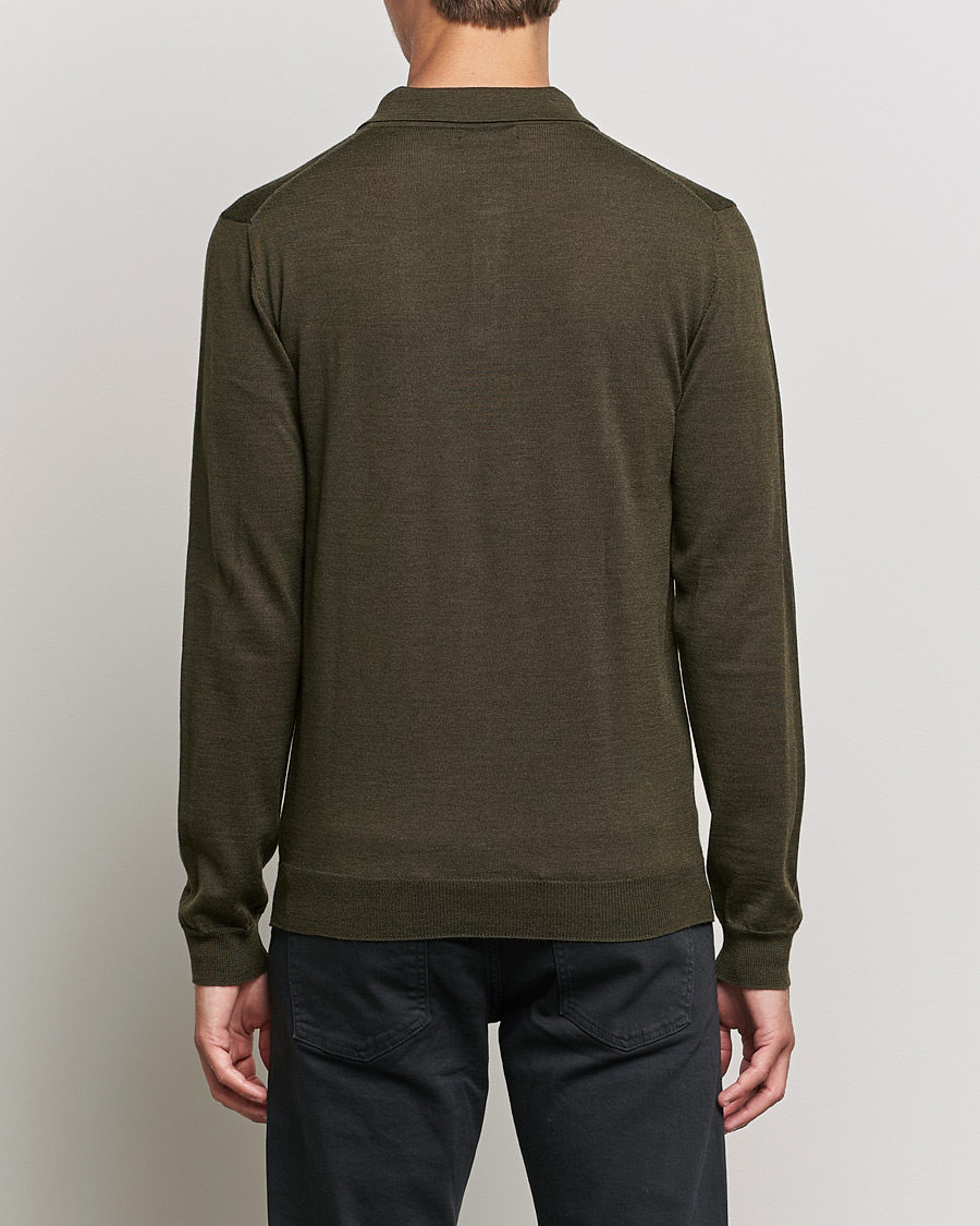 Uomini | Maglieria | J.Lindeberg | Noel True Merino Poloshirt Forest Green