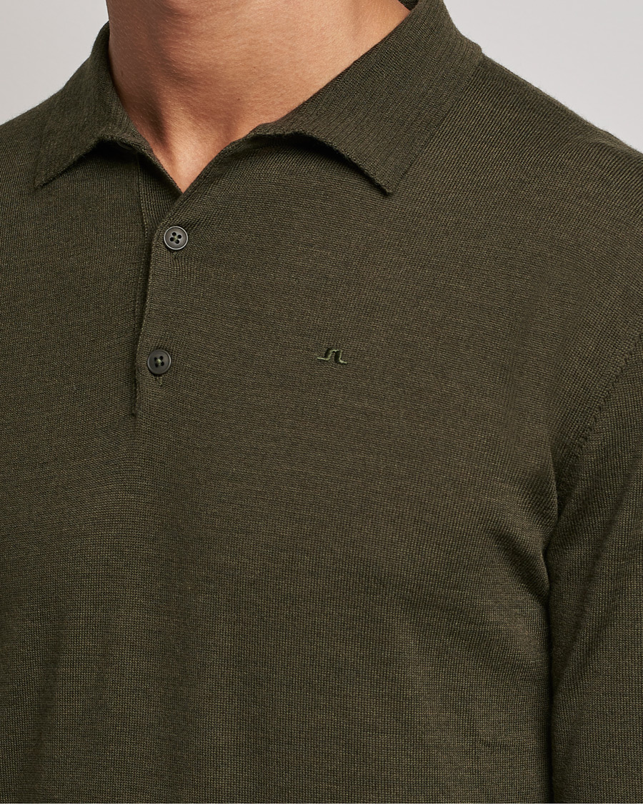 Uomini | Maglieria | J.Lindeberg | Noel True Merino Poloshirt Forest Green