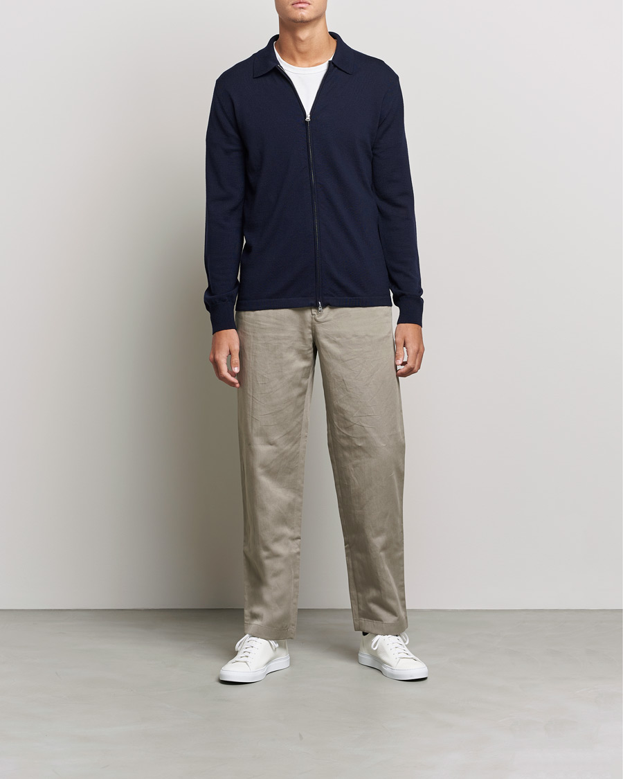 Uomini | Maglieria | J.Lindeberg | Nyle True Merino Zip Cardigan Navy