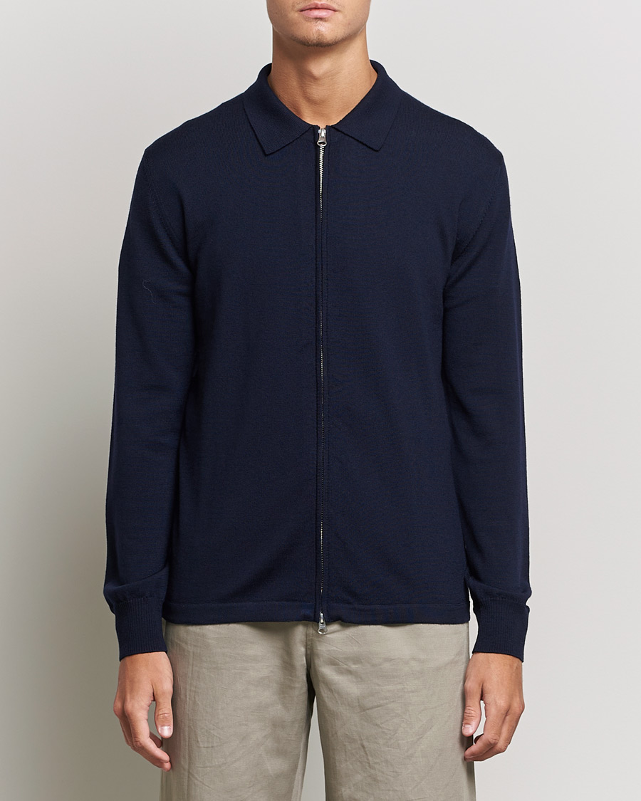 Uomini | Maglieria | J.Lindeberg | Nyle True Merino Zip Cardigan Navy