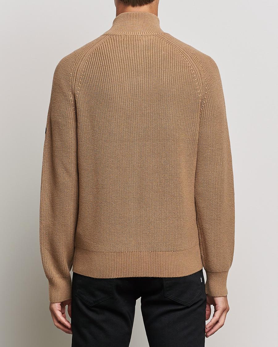 Uomini | Maglieria | J.Lindeberg | Kyler Wool Blend Zip Tiger Brown
