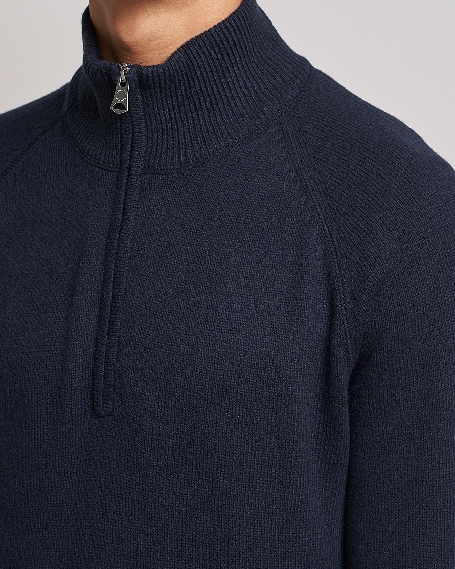 Uomini | Maglieria | J.Lindeberg | Collin Cashmere/Wool Knitted Half Zip Navy