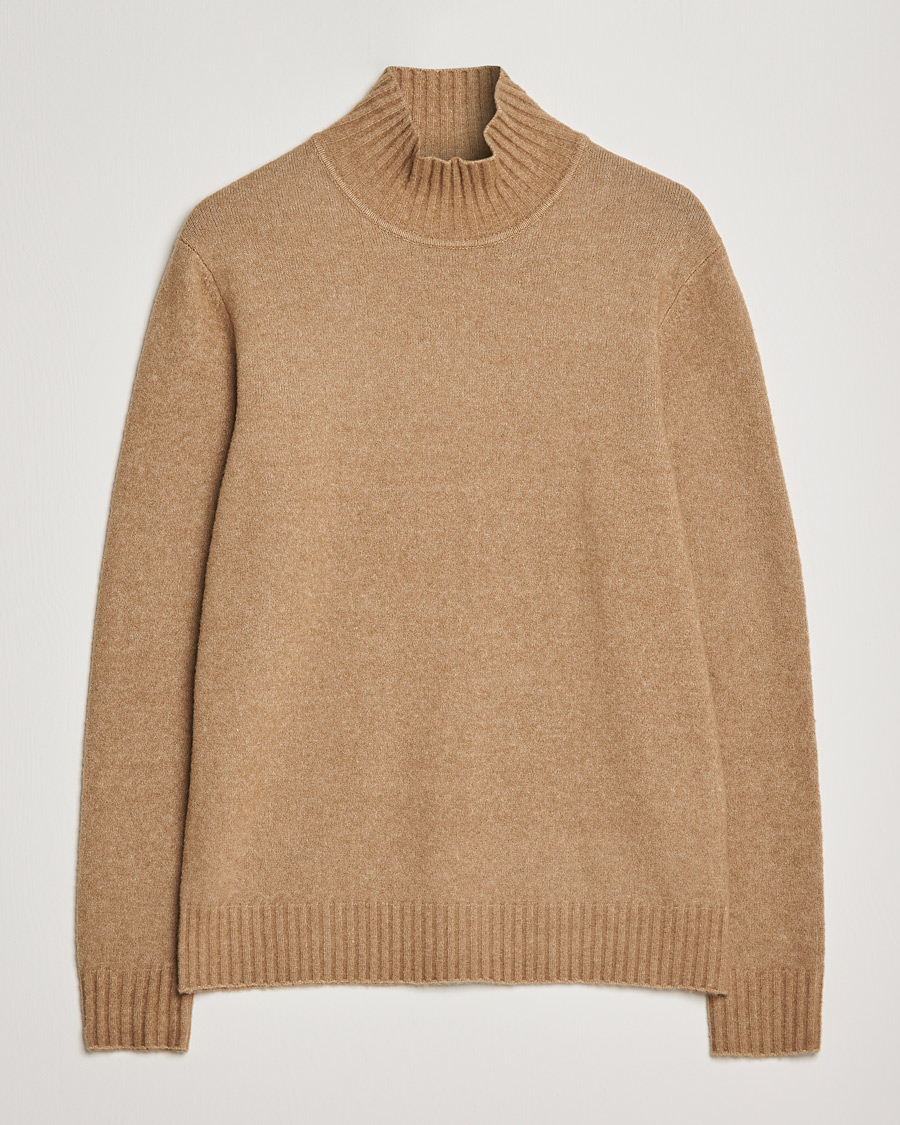 Uomini | Maglieria | J.Lindeberg | Orian Wool Blend Turtleneck Tiger Brown