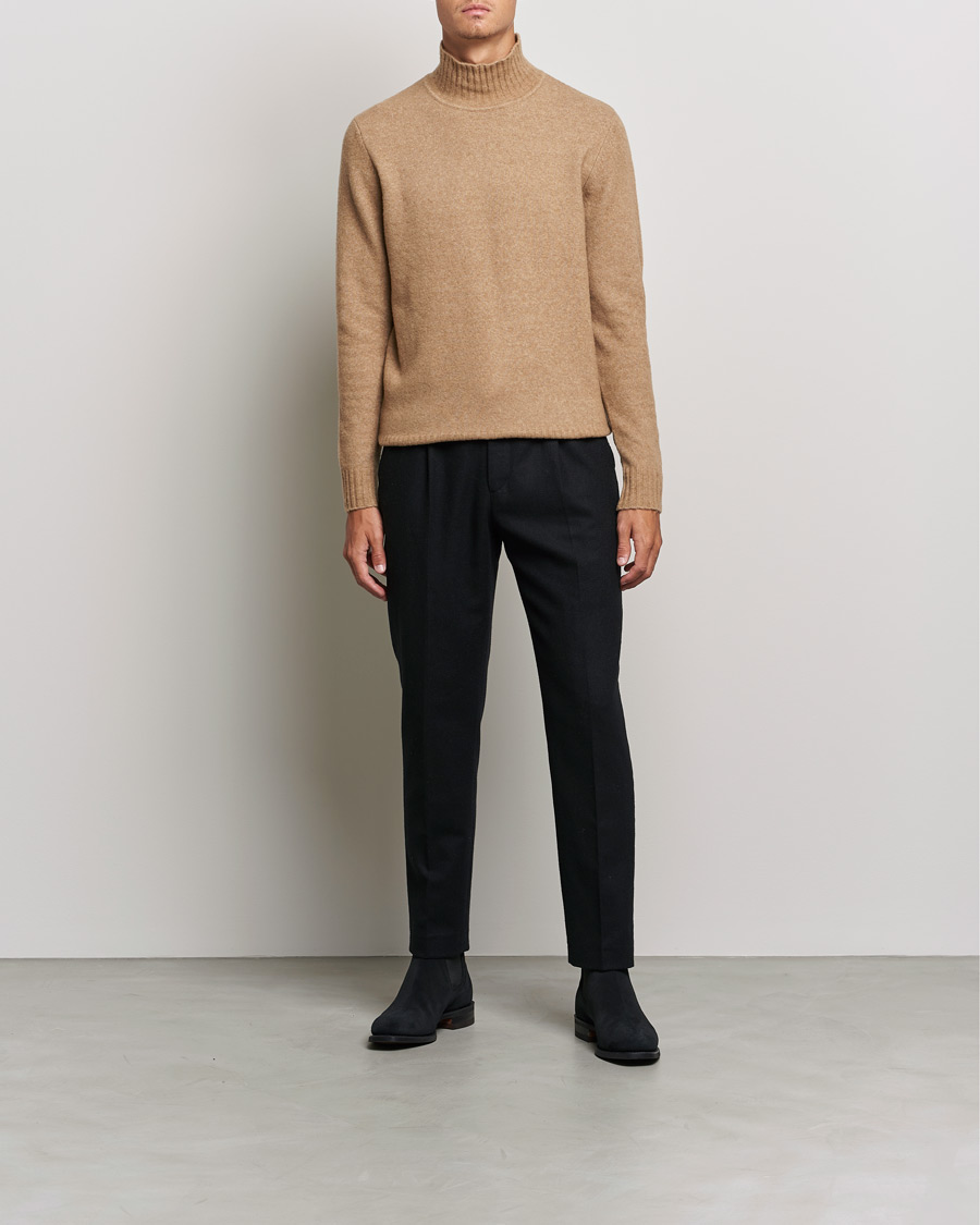 Uomini | Maglieria | J.Lindeberg | Orian Wool Blend Turtleneck Tiger Brown