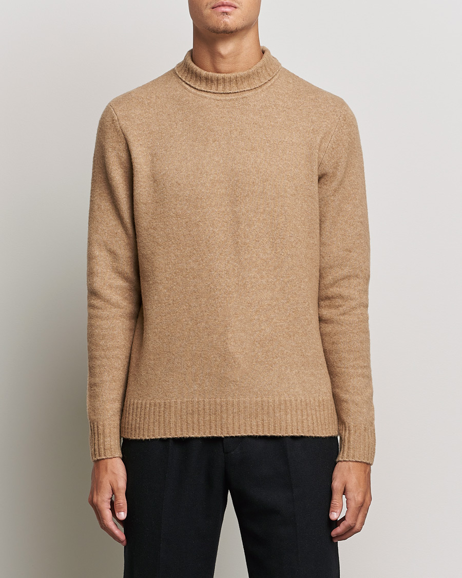 Uomini | Maglieria | J.Lindeberg | Orian Wool Blend Turtleneck Tiger Brown