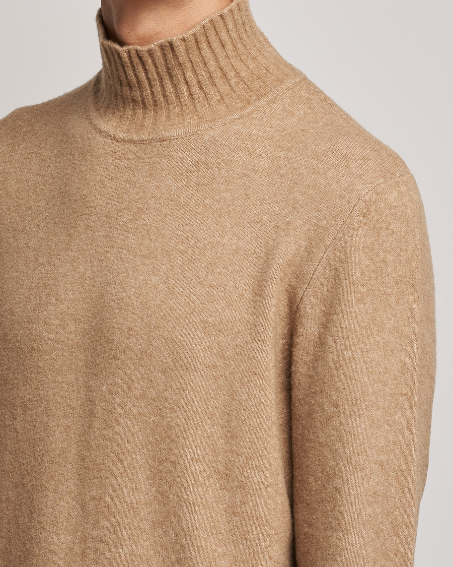 Uomini | Maglieria | J.Lindeberg | Orian Wool Blend Turtleneck Tiger Brown