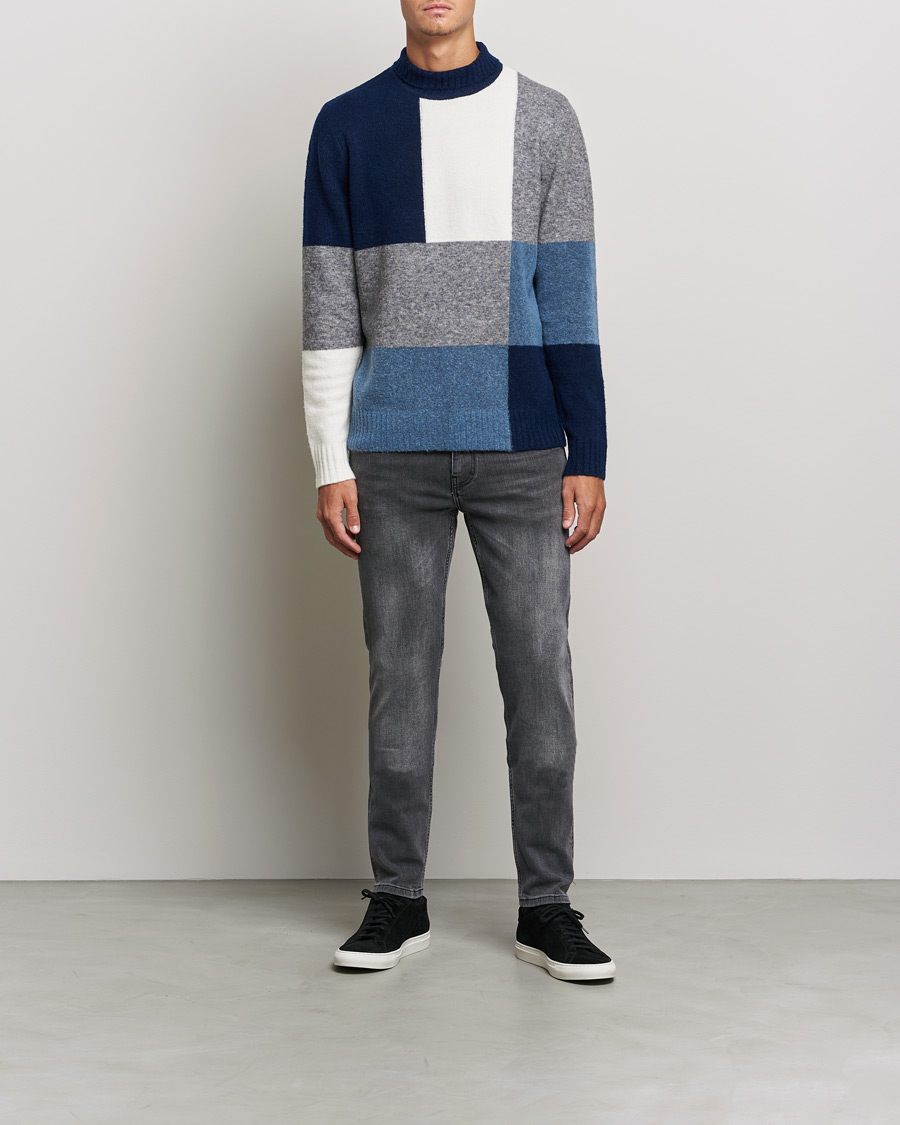 Uomini | Maglieria | J.Lindeberg | Orian Wool Blend Turtleneck Blue Colorblock