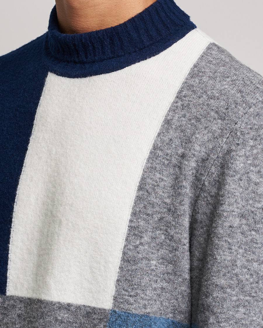 Uomini | Maglieria | J.Lindeberg | Orian Wool Blend Turtleneck Blue Colorblock