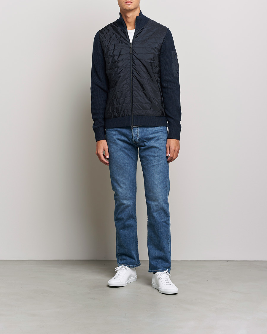 Uomini | Maglieria | J.Lindeberg | Beck Knitted Hybrid Jacket Navy