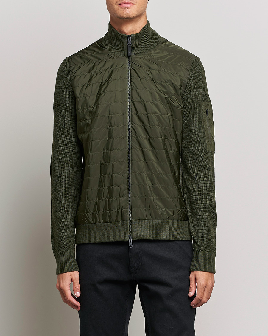 Uomini | Maglieria | J.Lindeberg | Beck Knitted Hybrid Jacket Forest Green