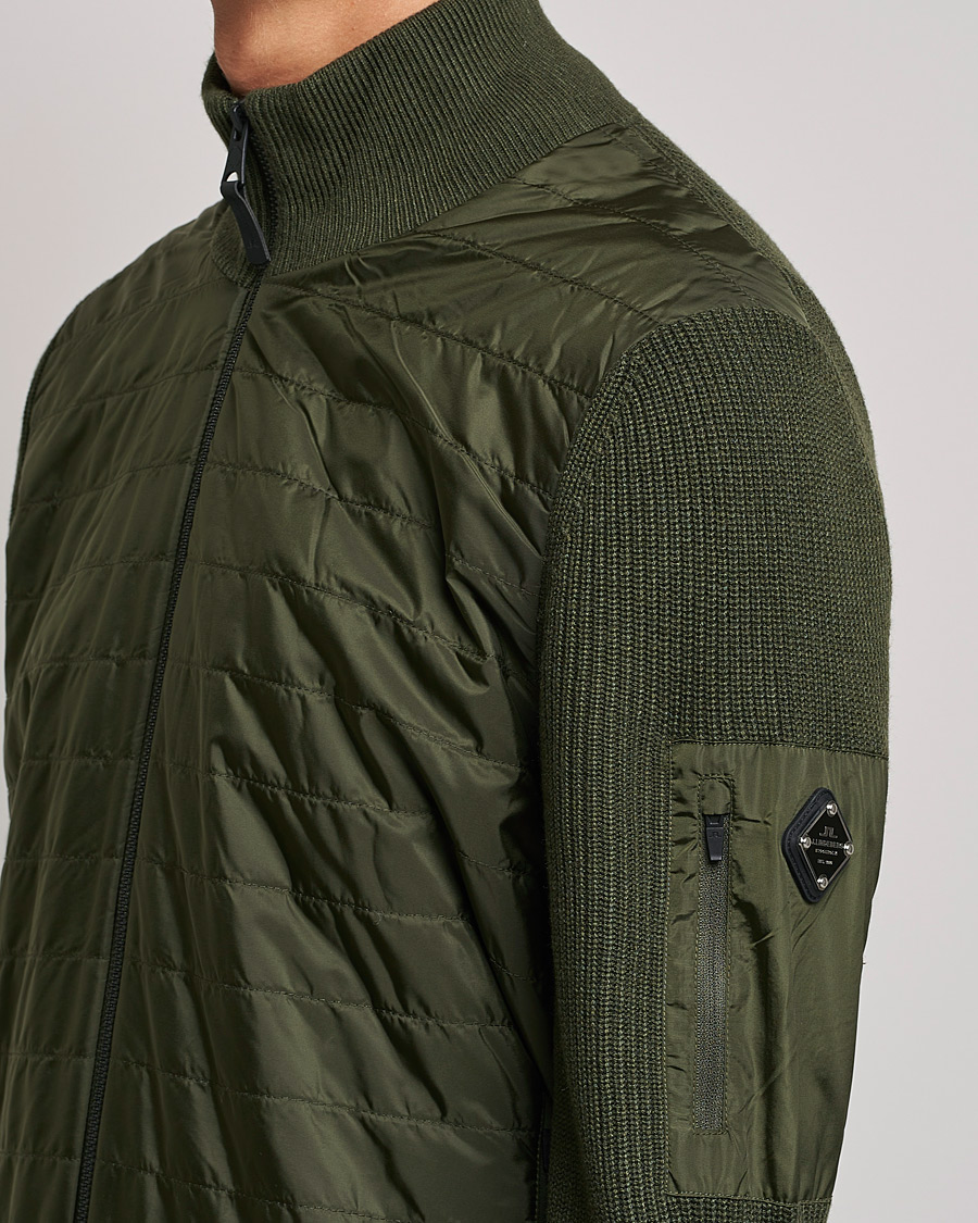 Uomini | Maglieria | J.Lindeberg | Beck Knitted Hybrid Jacket Forest Green
