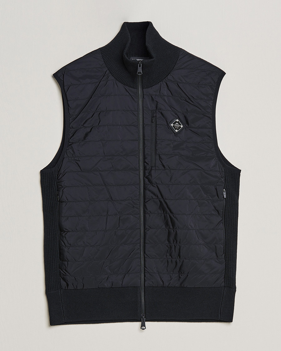 Uomini | Maglieria | J.Lindeberg | Becket Knitted Hybrid Zip Vest Black