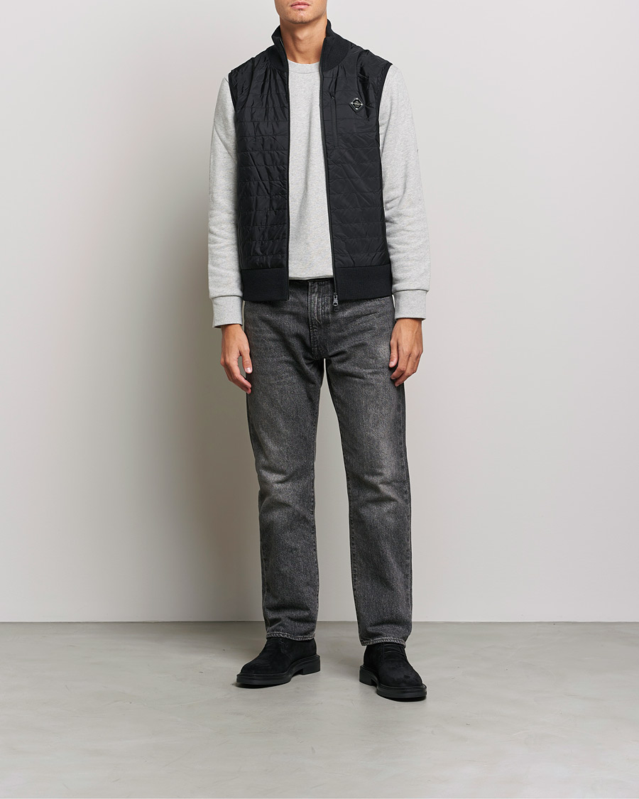 Uomini | Maglieria | J.Lindeberg | Becket Knitted Hybrid Zip Vest Black