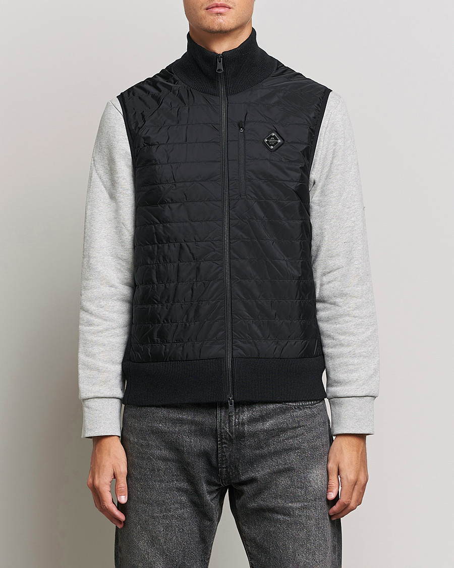 Uomini | Maglieria | J.Lindeberg | Becket Knitted Hybrid Zip Vest Black