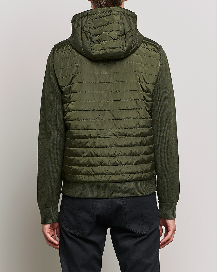 Uomini | Maglieria | J.Lindeberg | Pierre Knitted Hybrid Full Zip Hood Forest Green