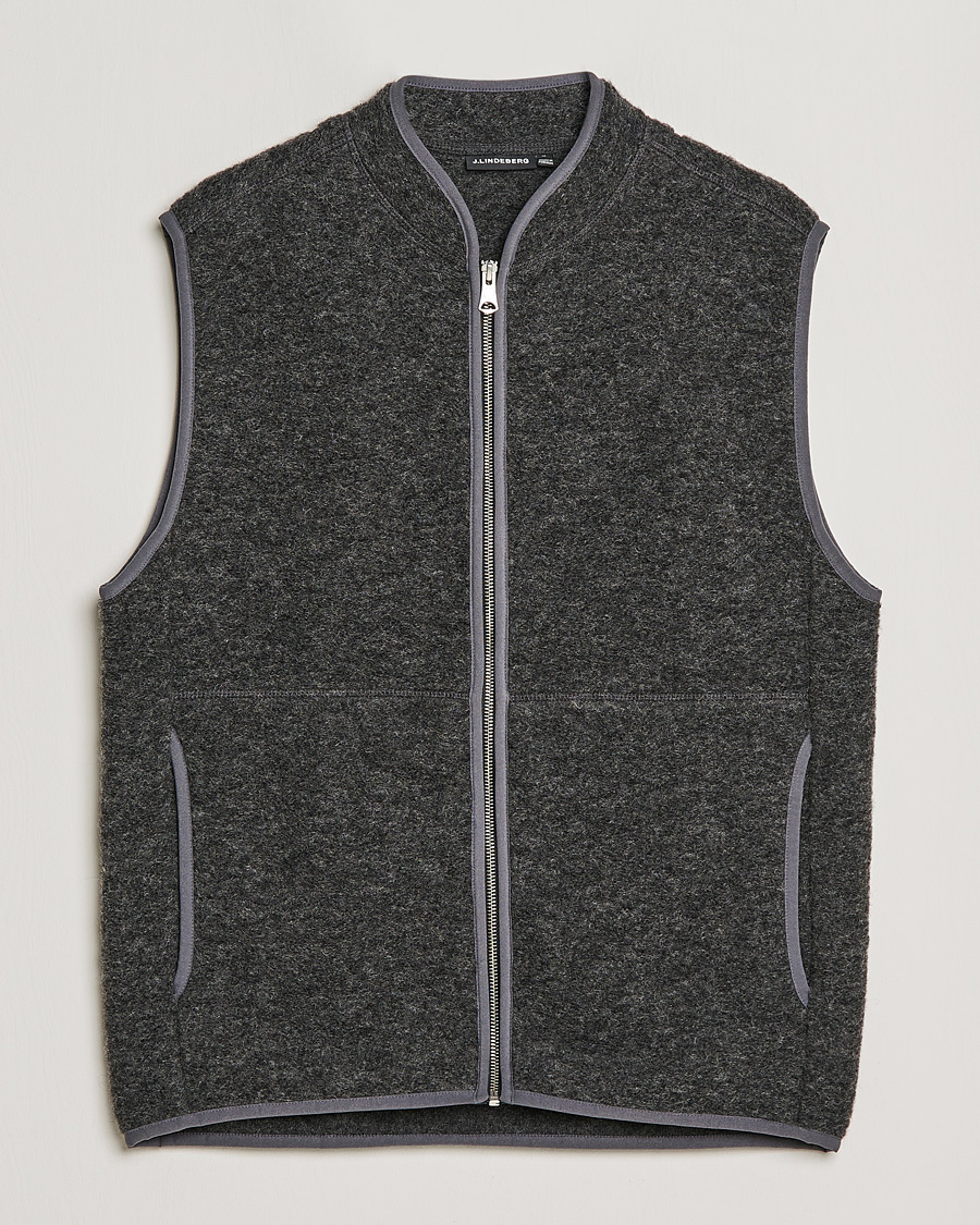 Uomini | Maglieria | J.Lindeberg | Duncan Wool Fleece Vest Grey Melange