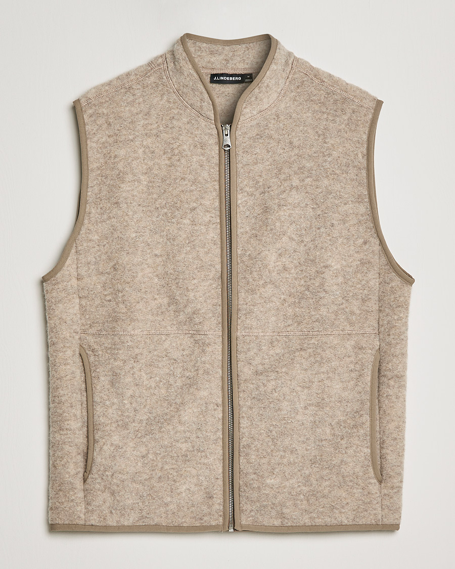Uomini | Maglieria | J.Lindeberg | Duncan Wool Fleece Vest Tiger Brown
