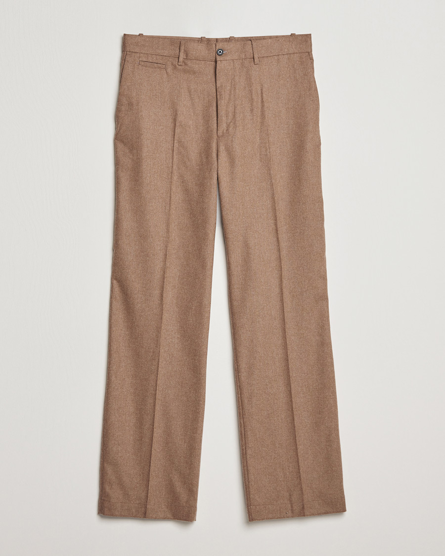 Uomini | Pantaloni | J.Lindeberg | Haij Clean Flannel Trousers Tiger Brown