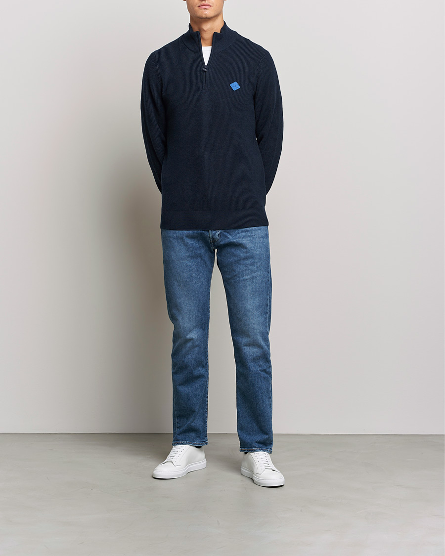Uomini | Maglieria | J.Lindeberg | Diamond Knitted Zip Sweater Navy