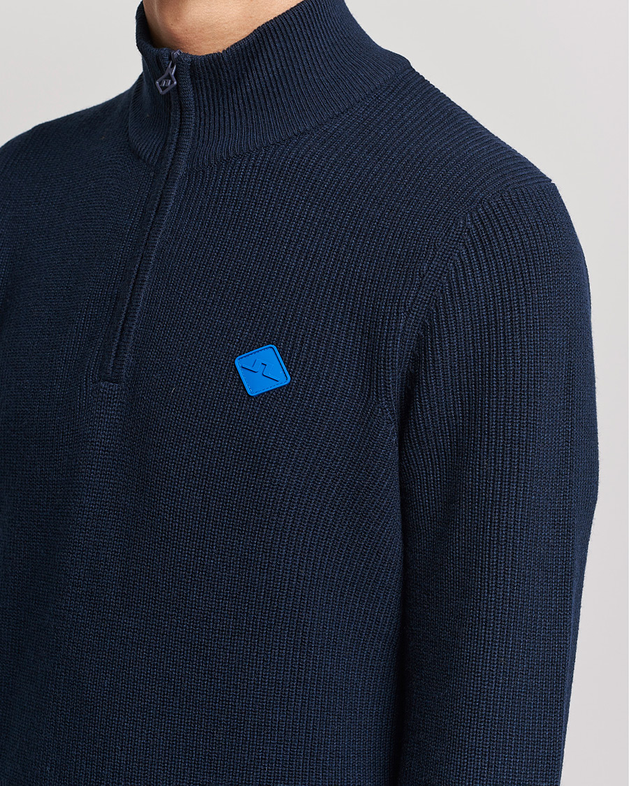 Uomini | Maglieria | J.Lindeberg | Diamond Knitted Zip Sweater Navy