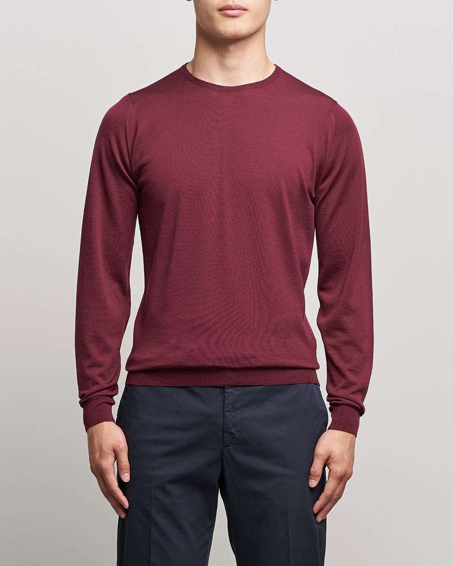 Uomini | Maglieria | John Smedley | Lundy Extra Fine Merino Crew Neck Bordeaux