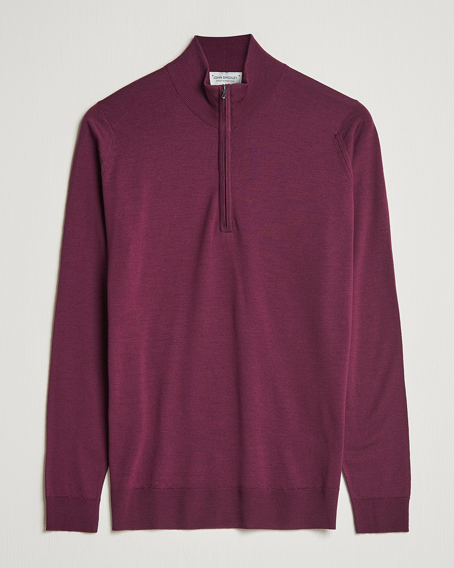 Uomini | Maglieria | John Smedley | Barrow Extra Fine Merino Half Zip Pigment Purple