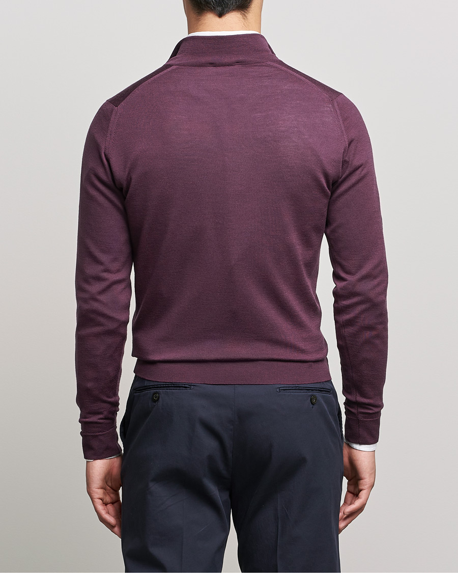 Uomini | Maglieria | John Smedley | Barrow Extra Fine Merino Half Zip Pigment Purple