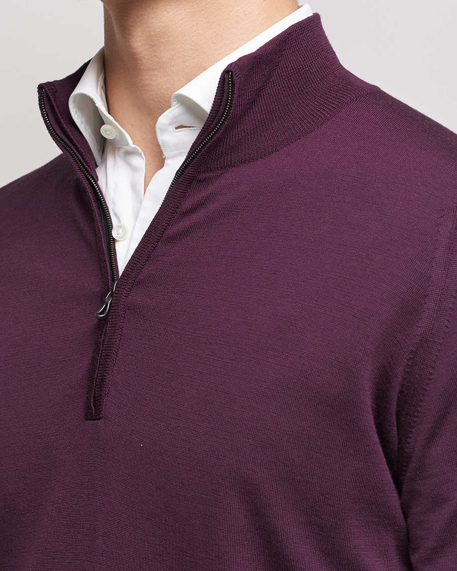 Uomini | Maglieria | John Smedley | Barrow Extra Fine Merino Half Zip Pigment Purple