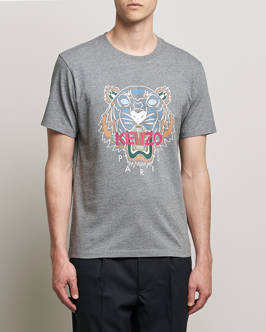 Uomini | T-shirt | KENZO | Icon Tiger Crew Neck Tee Dove Grey