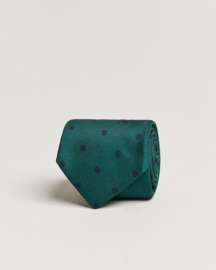 Uomini | Kiton Printed Dots Silk Tie Green | Kiton | Printed Dots Silk Tie Green