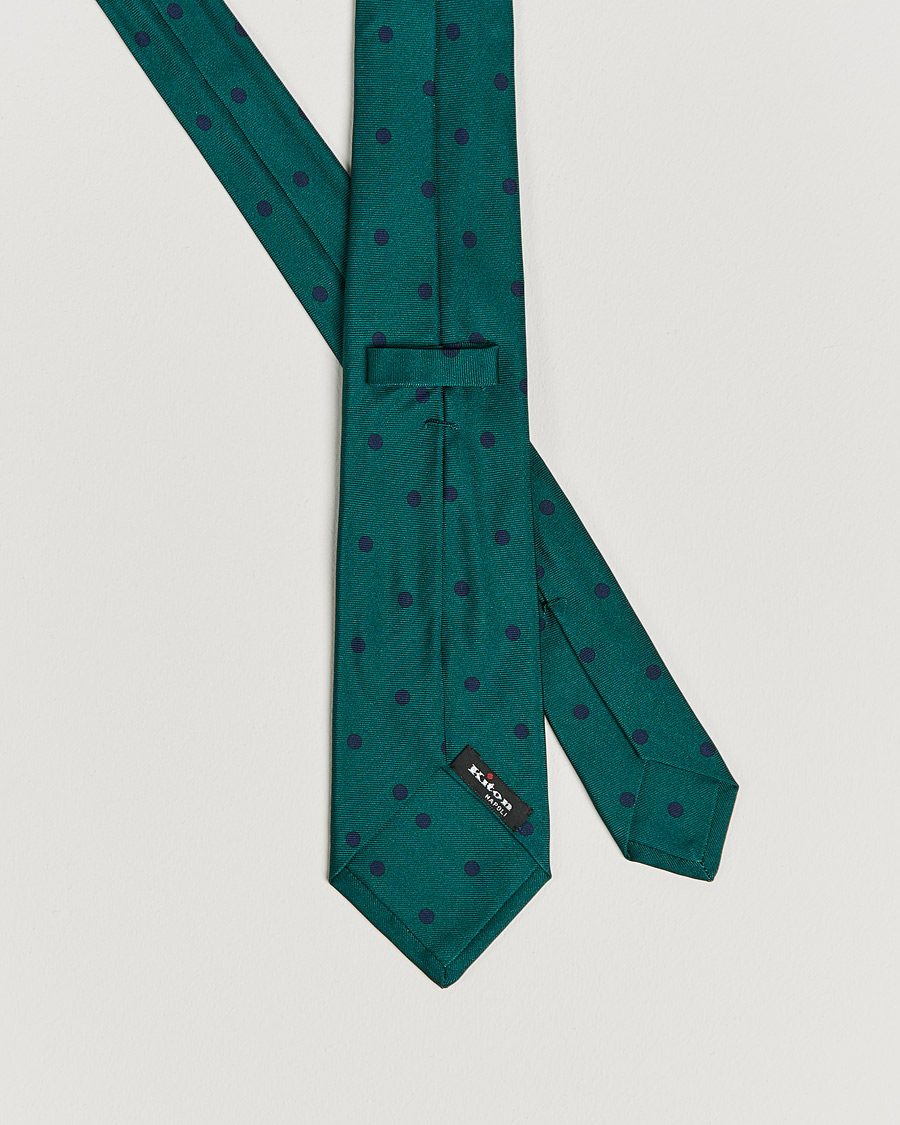Uomini | Kiton Printed Dots Silk Tie Green | Kiton | Printed Dots Silk Tie Green