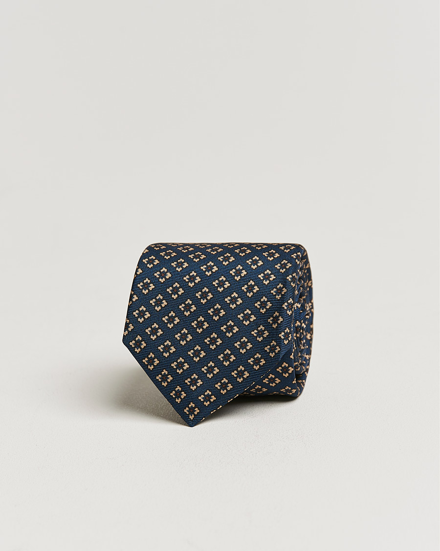 Uomini | Kiton Micro Flower Silk Tie Navy | Kiton | Micro Flower Silk Tie Navy