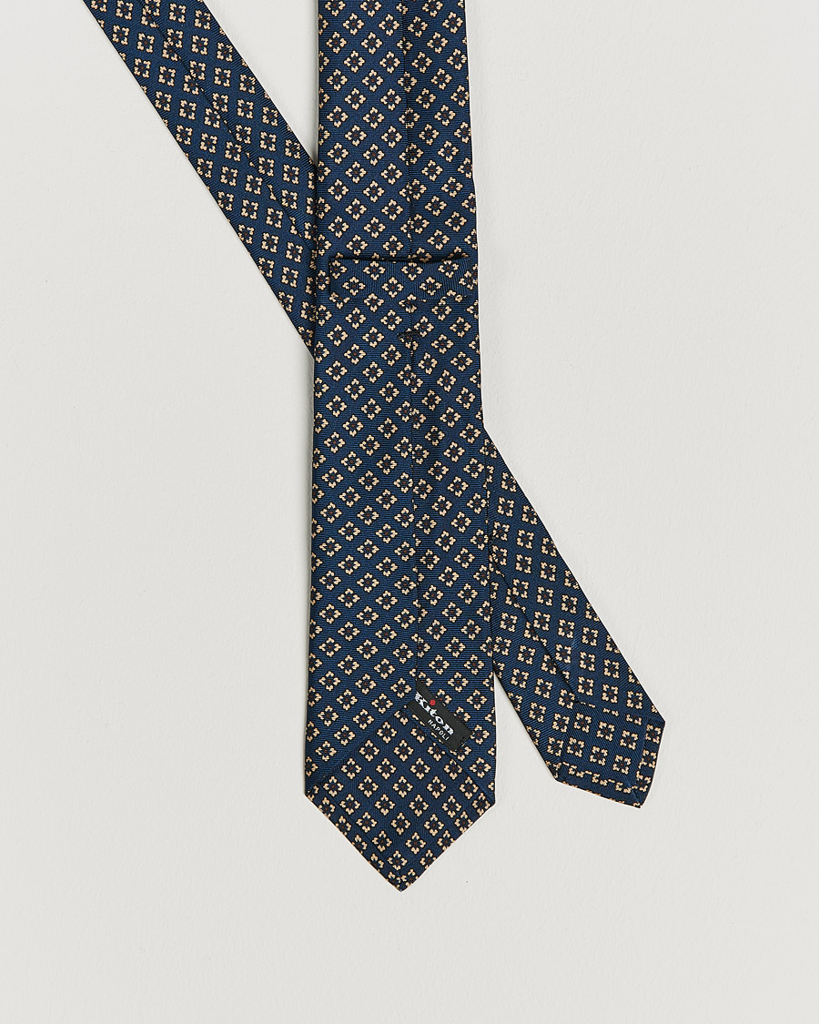 Uomini | Kiton Micro Flower Silk Tie Navy | Kiton | Micro Flower Silk Tie Navy