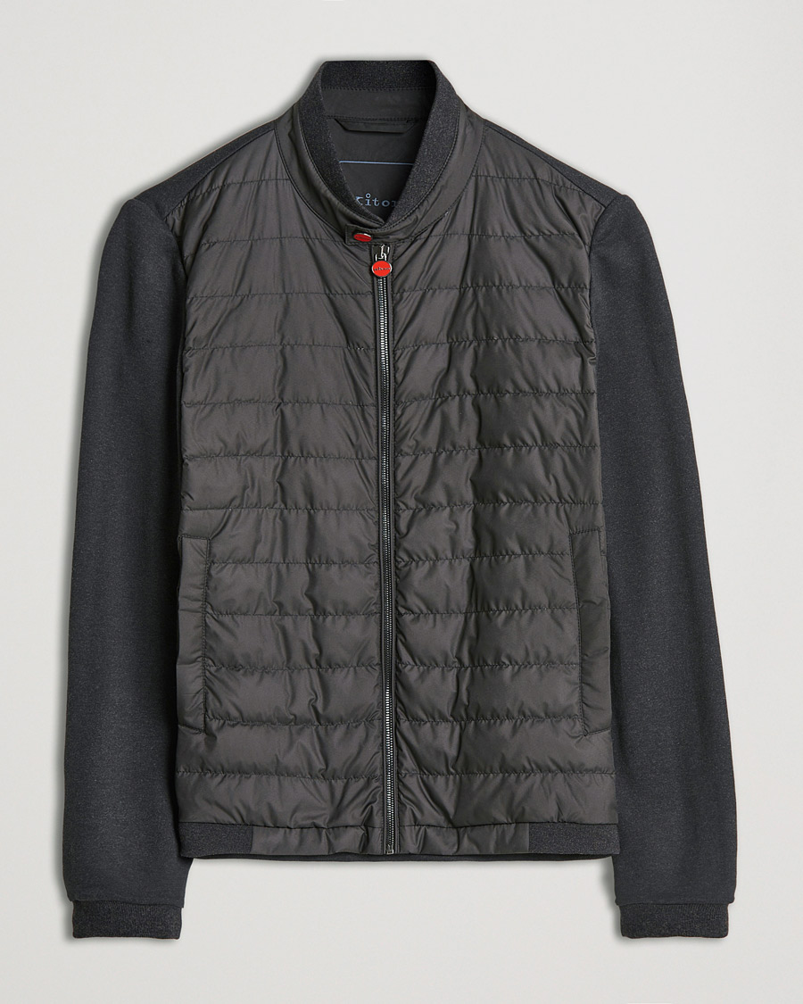 Uomini | Giacche | Kiton | Cotton/Cashmere Hybrid Jacket Charcoal