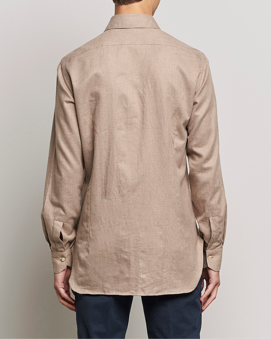 Uomini | Camicie | Kiton | Slim Fit Flannel Shirt Beige