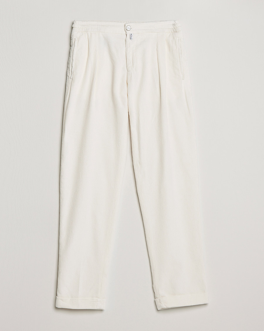 Uomini | Pantaloni | Kiton | Slim Fit Cashmere Corduroy Trousers Off White