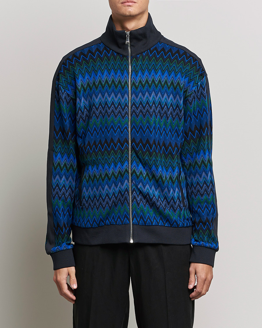 Uomini | Maglieria | Missoni | Chevron Full Zip Sweater Navy