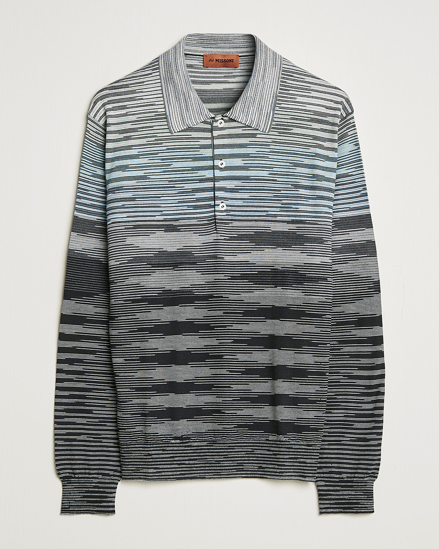 Uomini | Maglieria | Missoni | Fiammato Knitted Polo Blue/Grey