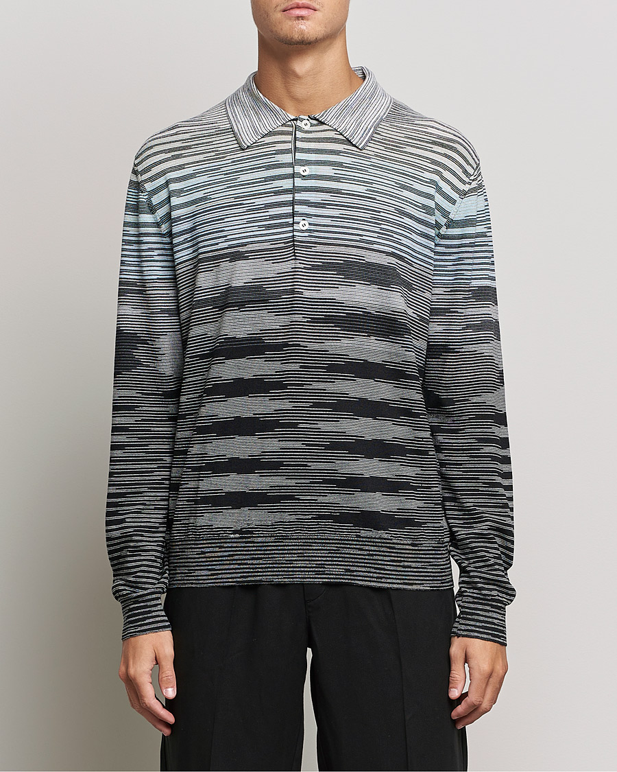 Uomini | Maglieria | Missoni | Fiammato Knitted Polo Blue/Grey