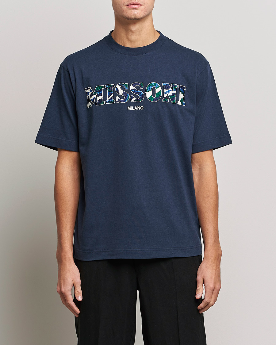 Uomini | T-shirt | Missoni | Embroidered Logo T-Shirt Dark Blue