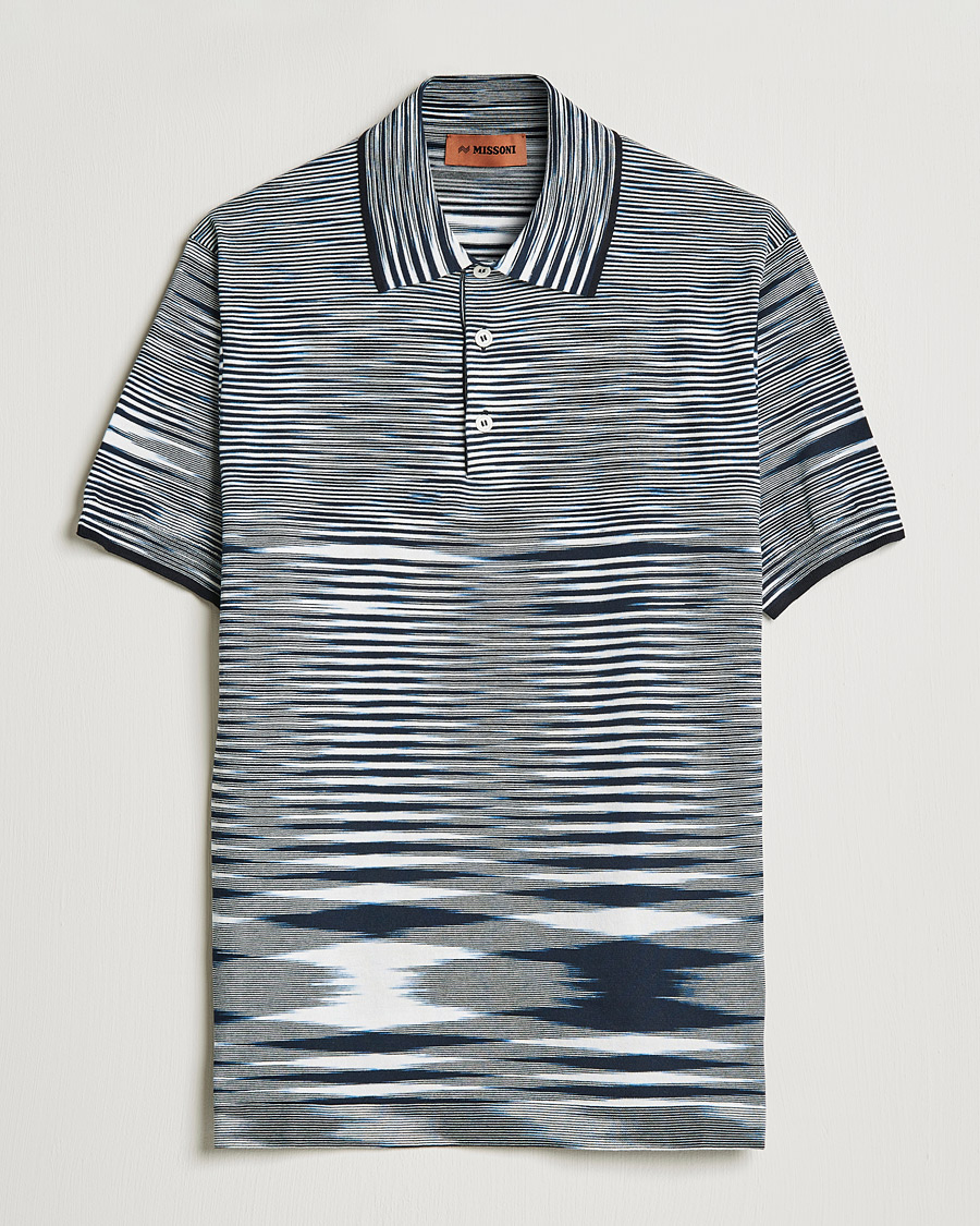 Uomini | Polo | Missoni | Fiammato Knitted Polo Navy/White