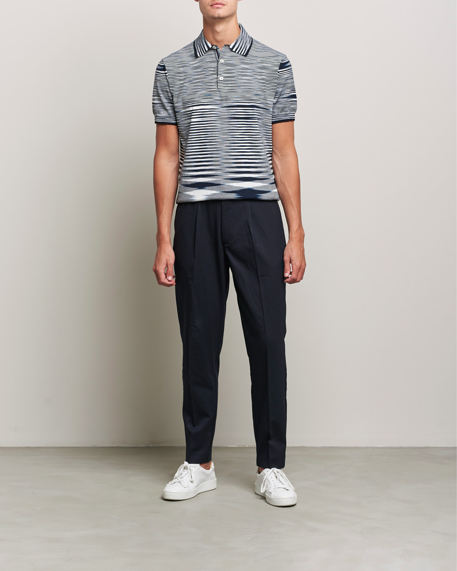 Uomini | Polo | Missoni | Fiammato Knitted Polo Navy/White