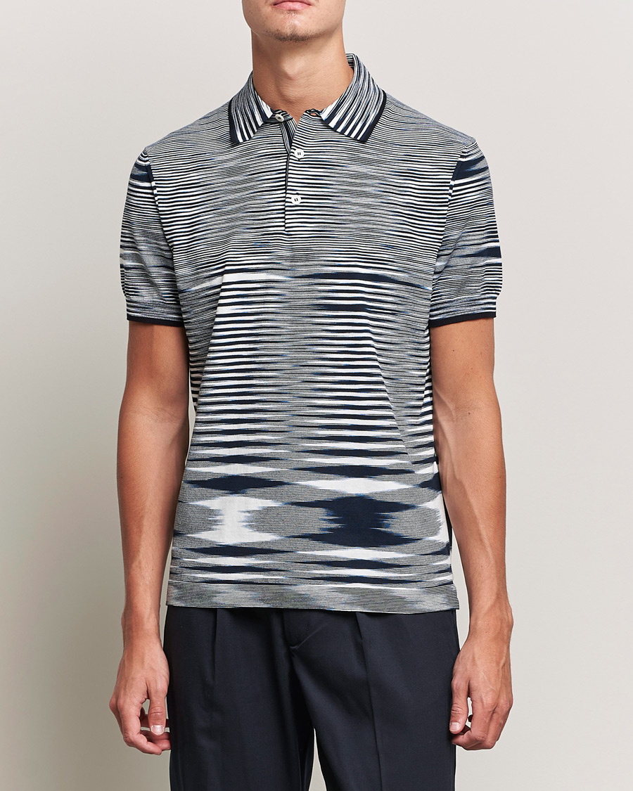 Uomini | Polo | Missoni | Fiammato Knitted Polo Navy/White
