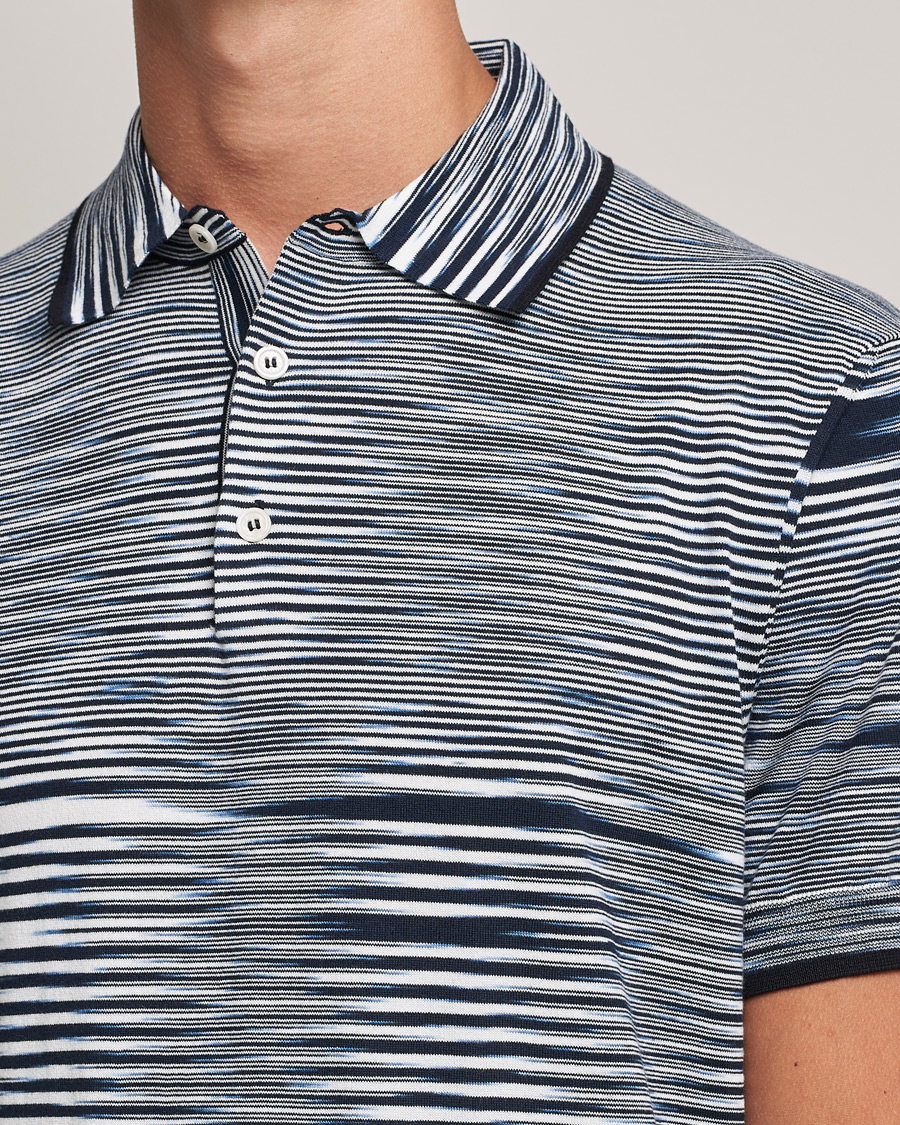 Uomini | Polo | Missoni | Fiammato Knitted Polo Navy/White