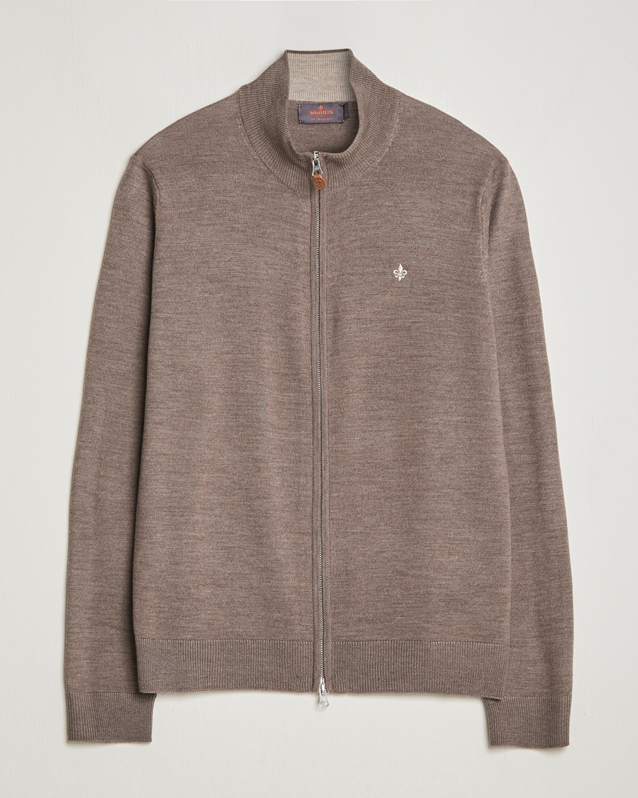 Uomini | Maglieria | Morris | Merino Zip Cardigan Brown
