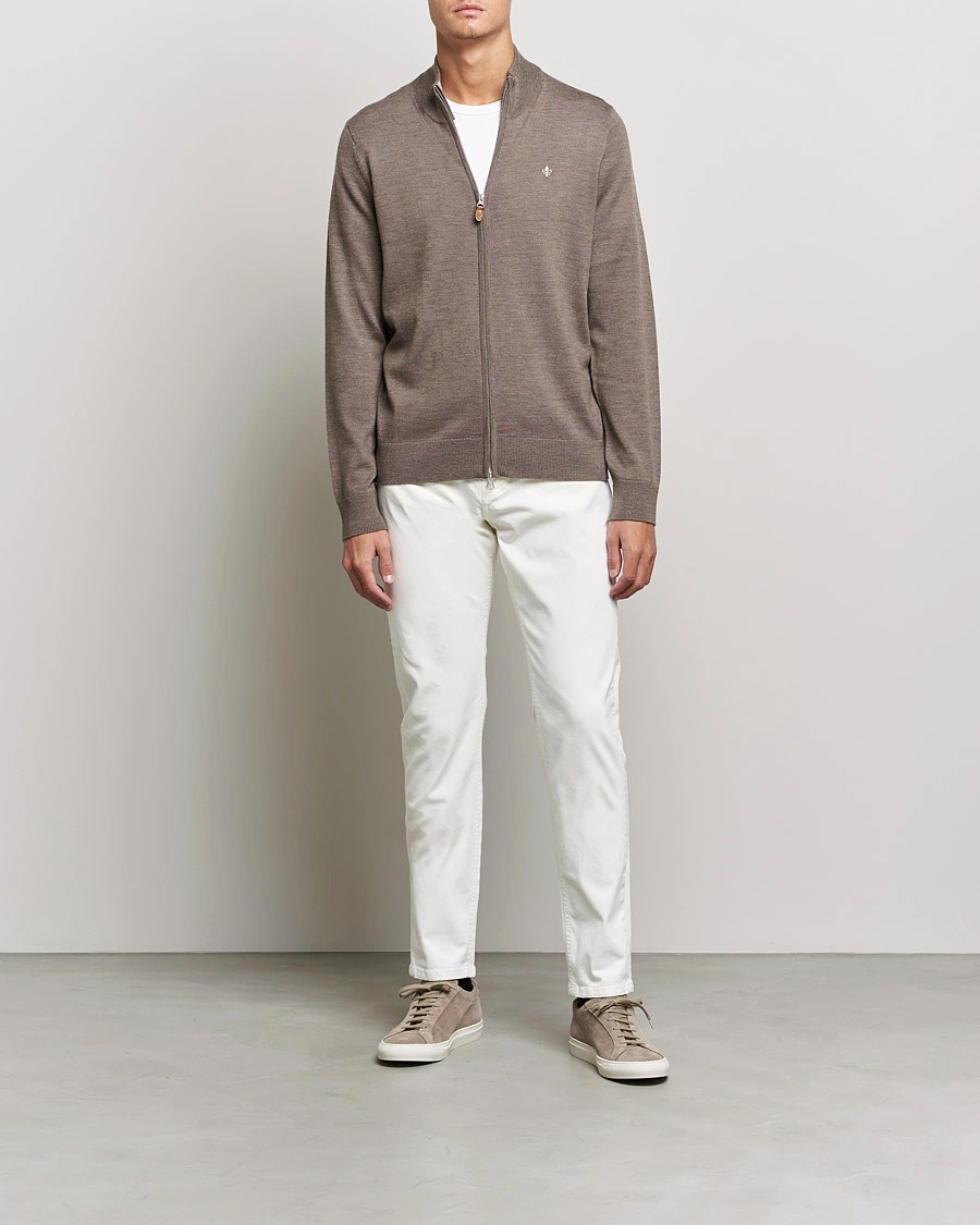 Uomini | Maglieria | Morris | Merino Zip Cardigan Brown