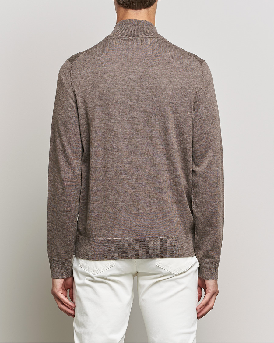 Uomini | Maglieria | Morris | Merino Zip Cardigan Brown